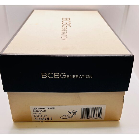 BCBGeneration Emerald Green Leather Strappy Heeled Sandals Size 10M With Box - Picture 6 of 6